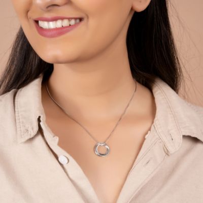 Word Inspirational Quote Sayings Circle Sisters Friends Pendant Necklace Rose Gold Plated .925 Sterling Silver