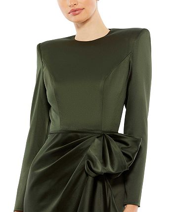 Mac Duggal Women's Ieena Long Sleeve Structured Bow Draped Gown - Macy's