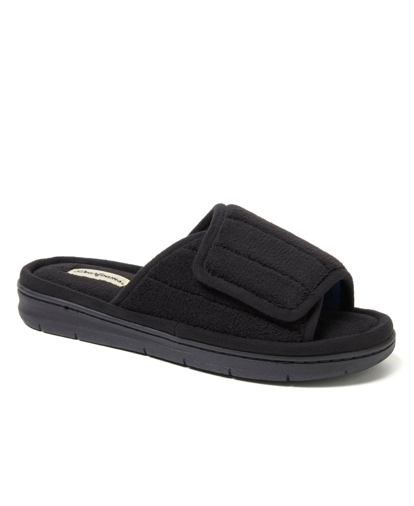Женские тапочки Dearfoams Mickey Terry Adjustable Shower Slide House Slipper, цвет: Чёрный — фото 1