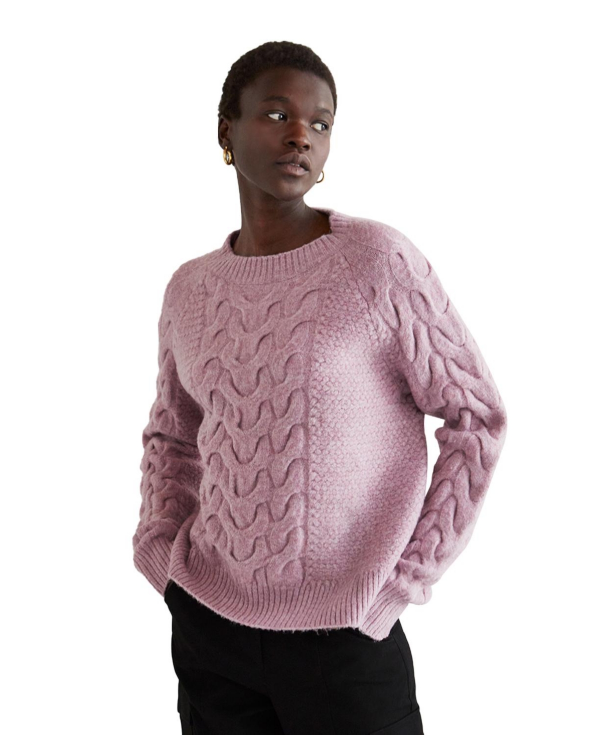 Women's Joie Cable Knit Sweater - Light/pastel purple + lavender