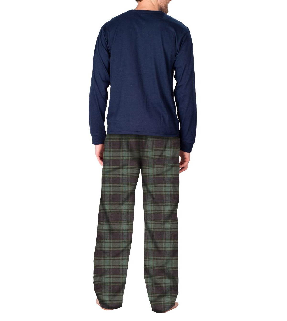 Sleep Hero Men's Flannel Pajama Set - Navy with green and navy plaid
