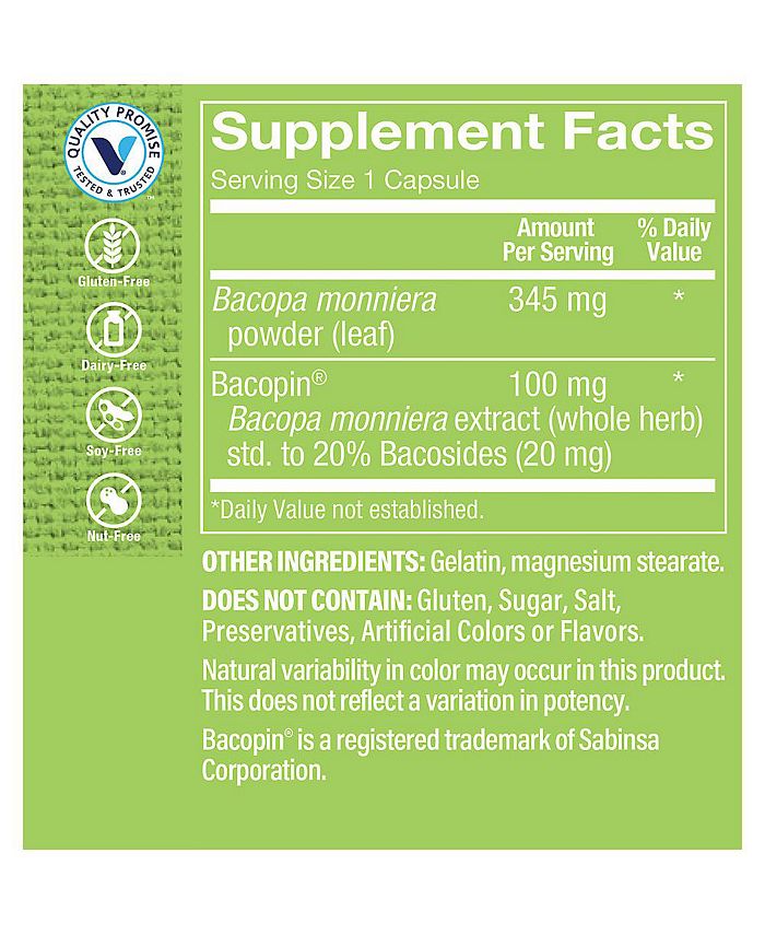 The Vitamin Shoppe Bacopa for Brain Health 500 MG (100 Capsules) Macy's