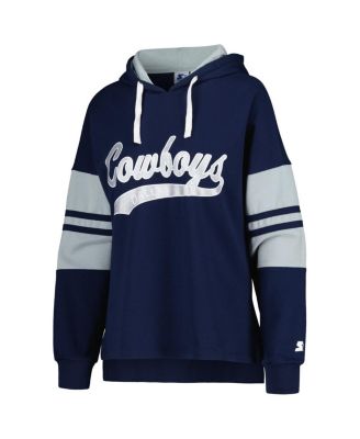 Women's Navy Dallas Cowboys Bump And Run Long Sleeve Hoodie T-shirt