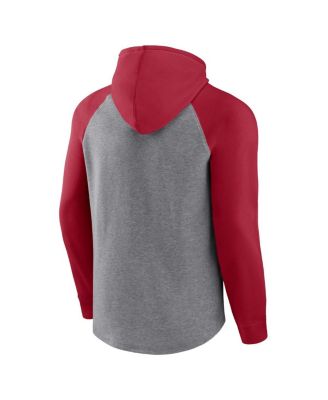 Men's Crimson, Heather Gray Oklahoma Sooners Wrap Up Raglan Pullover Hoodie