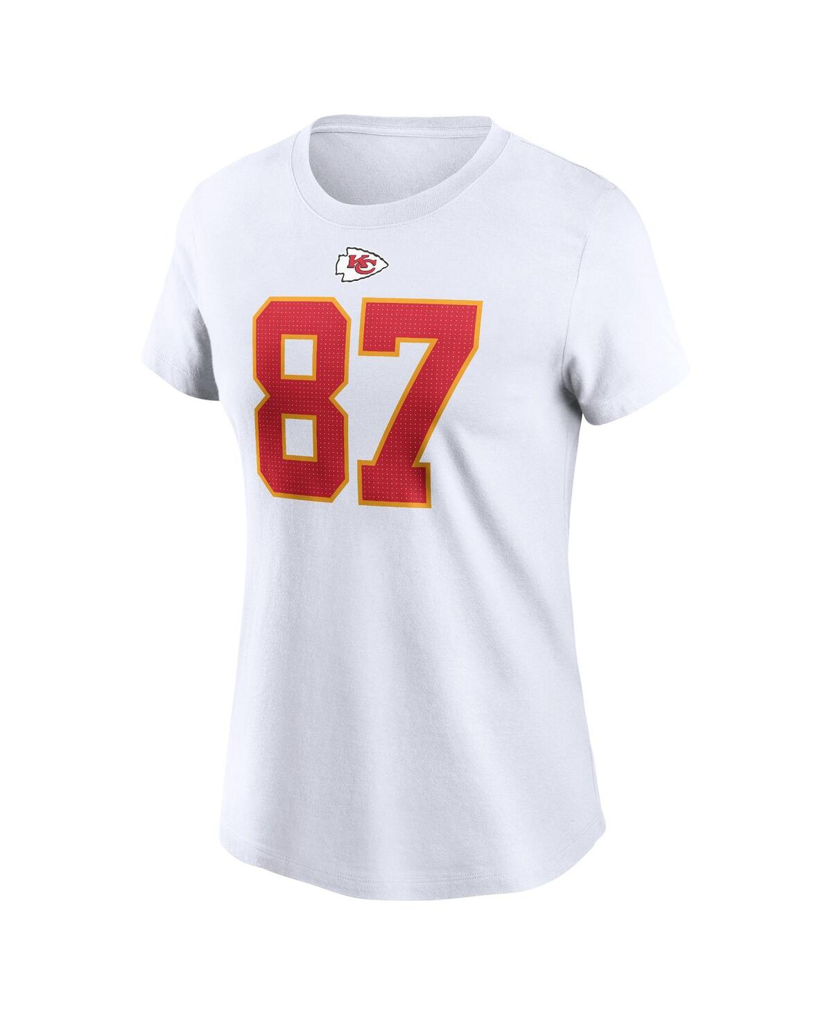 Shop Nike Women's  Travis Kelce White Kansas City Chiefs Player Name And Number T-shirt