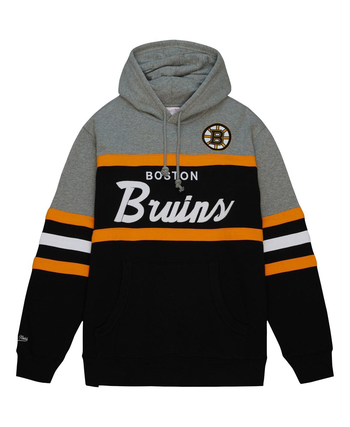 Mitchell & Ness Men's  Black, Gray Boston Bruins Head Coach Pullover Hoodie In Black,gray