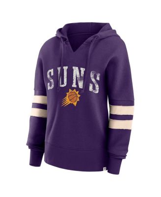 Women's Purple Distressed Phoenix Suns Bold Move Dolman V-Neck Pullover Hoodie