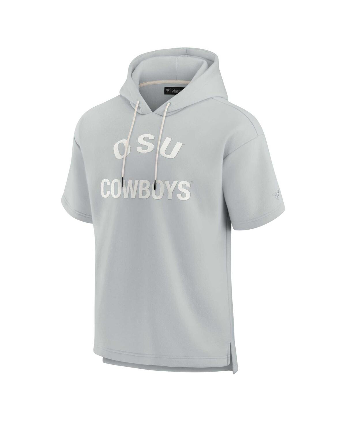 Fanatics Signature Unisex  Gray Oklahoma State Cowboys Super Soft Fleece Short Sleeve Pullover Hoodie In Gray