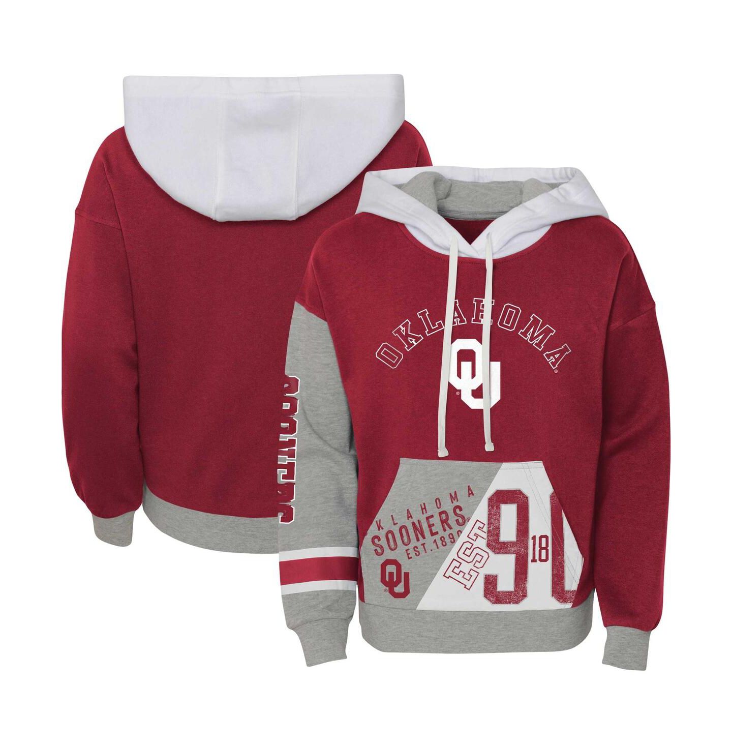 Худи Outerstuff Crimson Distressed Oklahoma Sooners True Fan Soft Fleece Pullover для девочек — фото 1
