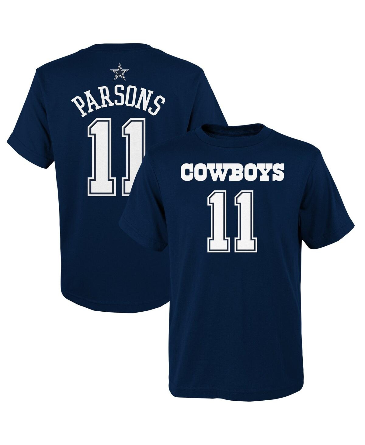 OUTERSTUFF PRESCHOOL BOYS AND GIRLS MICAH PARSONS NAVY DALLAS COWBOYS MAINLINER PLAYER NAME AND NUMBER T-SHIRT