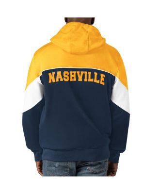 Men's Navy, Gold Nashville Predators Power Forward Full-Zip Hoodie