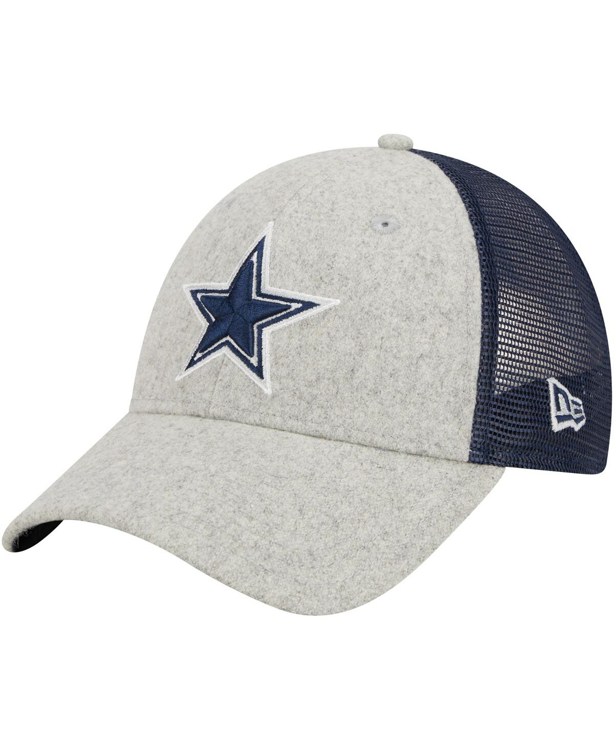Shop New Era Men's  Heather Gray, Navy Dallas Cowboys Pop Trucker 9forty Adjustable Hat In Heather Gray,navy