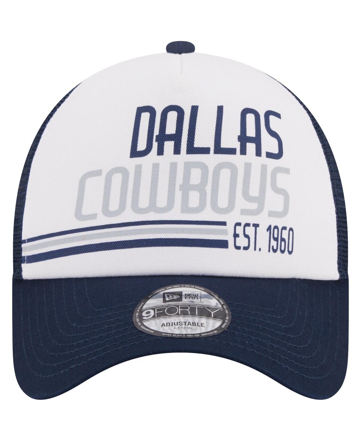 Men's New Era Navy Dallas Cowboys Stacked A-Frame Trucker 9FORTY Adjustable Hat - Navy