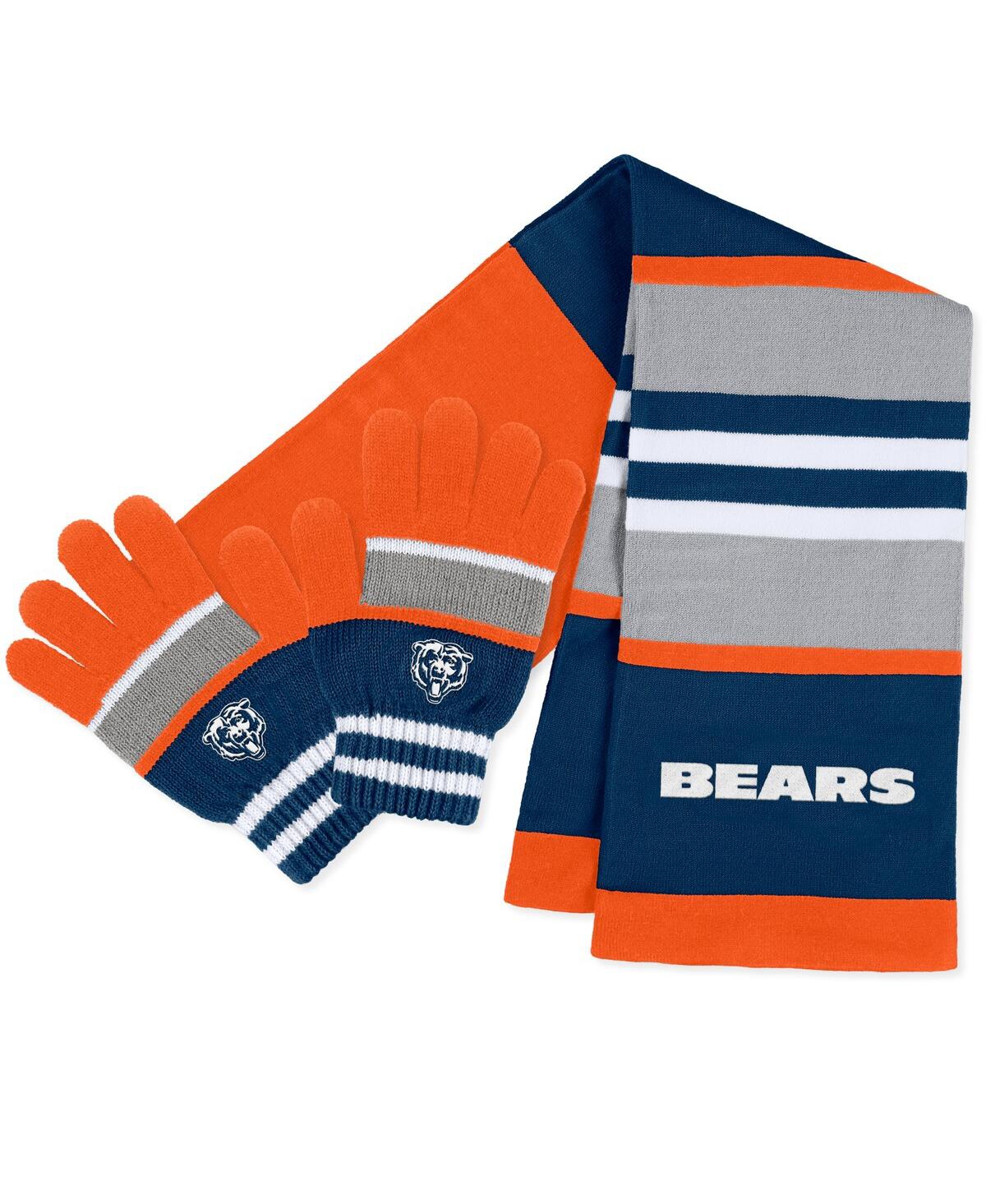 Wear By Erin Andrews Women's  Chicago Bears Stripe Glove And Scarf Set In Multi