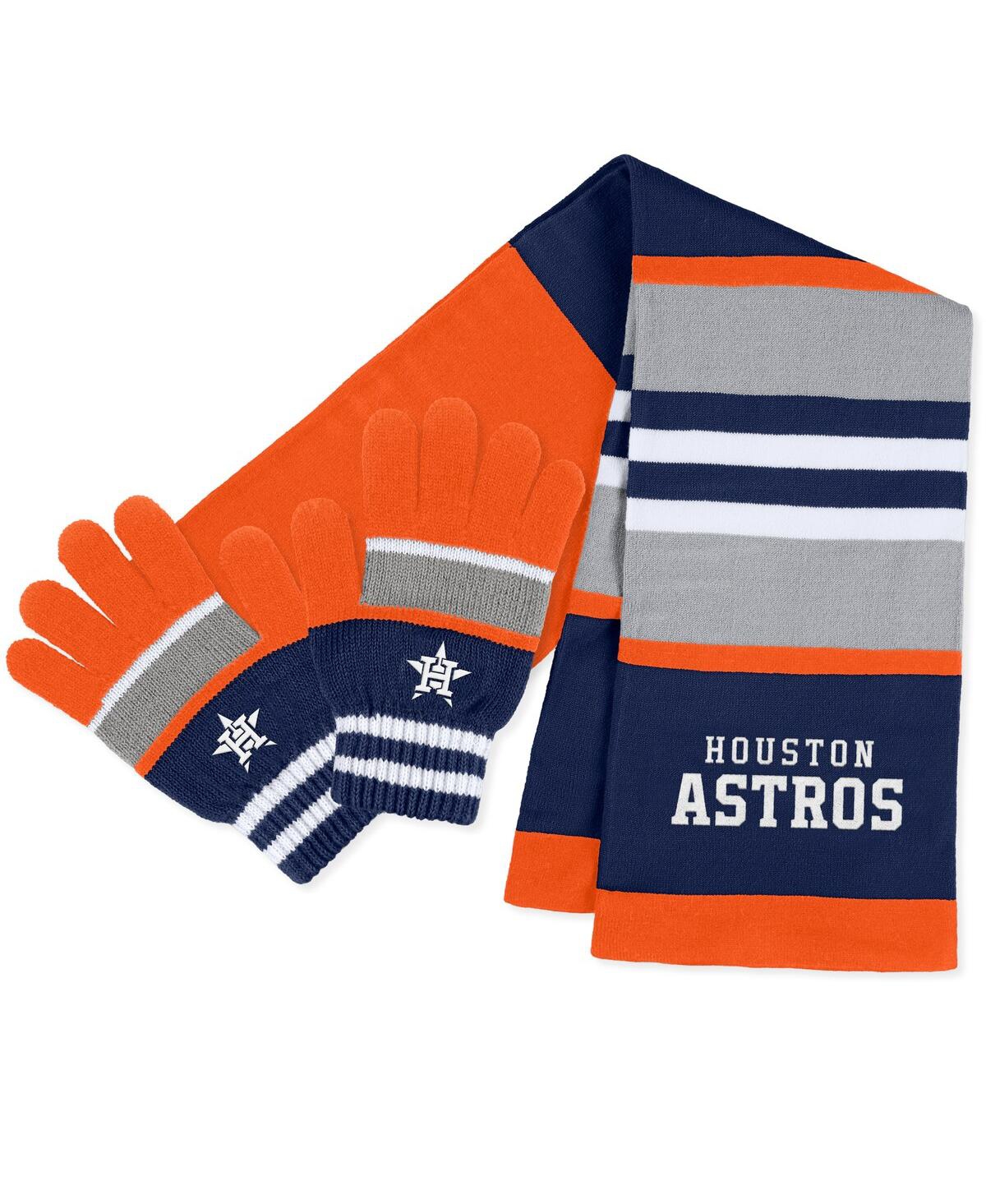 Wear By Erin Andrews Women's  Houston Astros Stripe Glove And Scarf Set In Multi