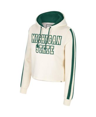 Women's Cream Michigan State Spartans Perfect Date Cropped Pullover Hoodie