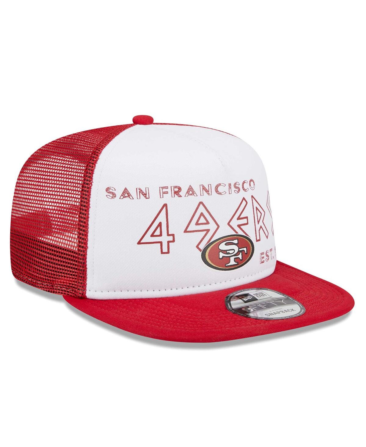 New Era Men's  White, Scarlet San Francisco 49ers Banger 9fifty Trucker Snapback Hat In White,scarlet