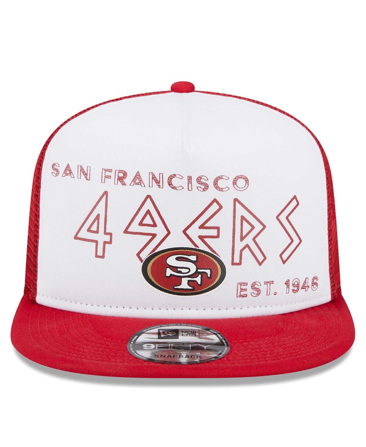 New Era Men's  White, Scarlet San Francisco 49ers Banger 9fifty Trucker Snapback Hat In White,scarlet