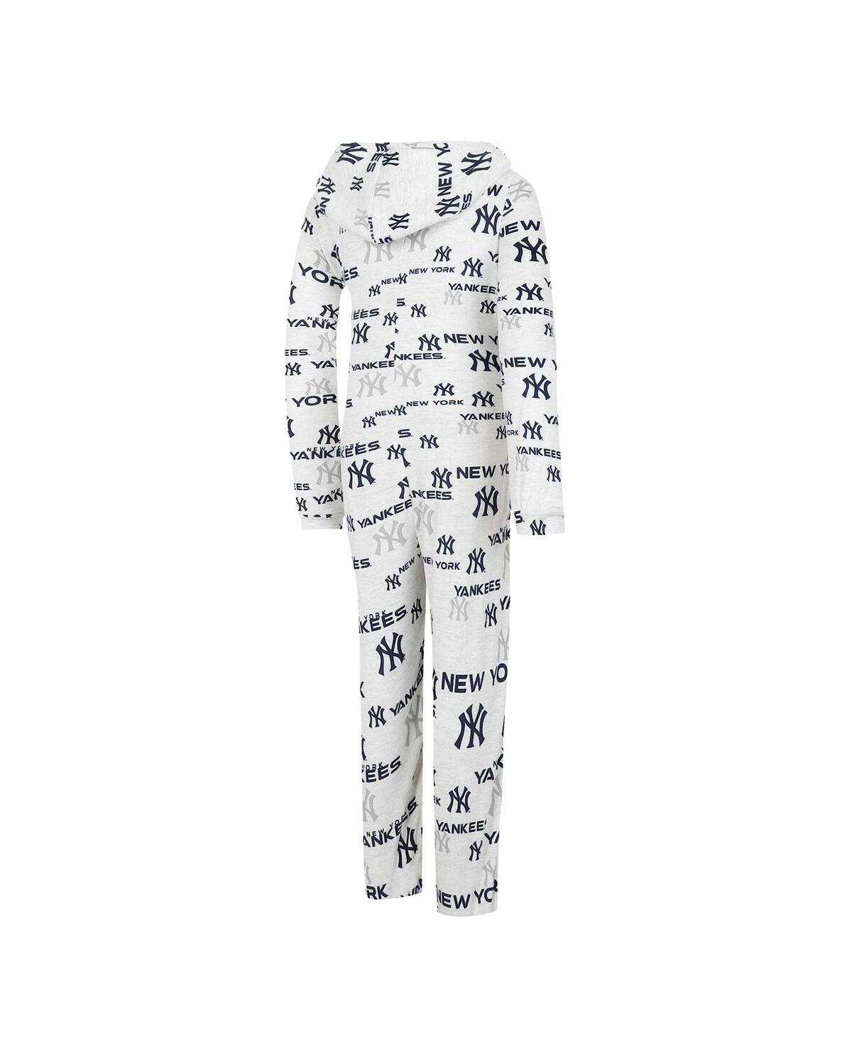 CONCEPTS SPORT WOMEN'S CONCEPTS SPORT WHITE NEW YORK YANKEES DOCKET MICROFLEECE UNION HOODED ZIPPERED ONESIE 
