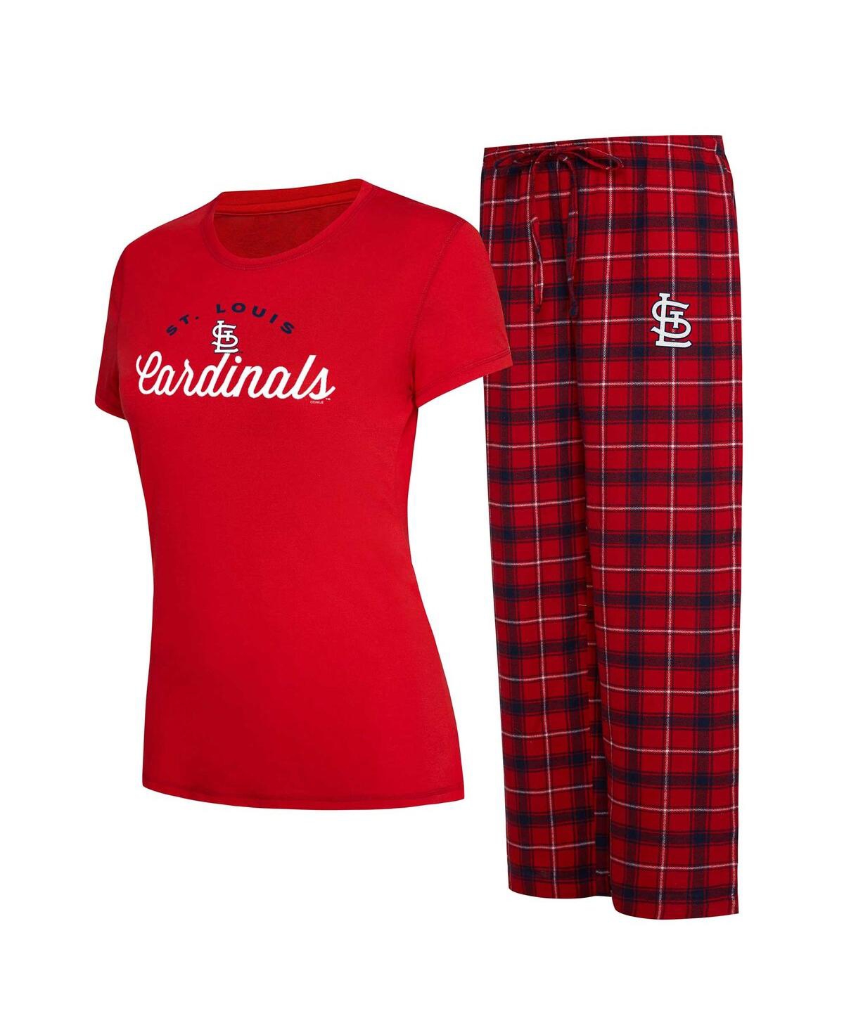 Shop Concepts Sport Women's  Red, Navy St. Louis Cardinals Arctic T-shirt And Flannel Pants Sleep Set In Red,navy