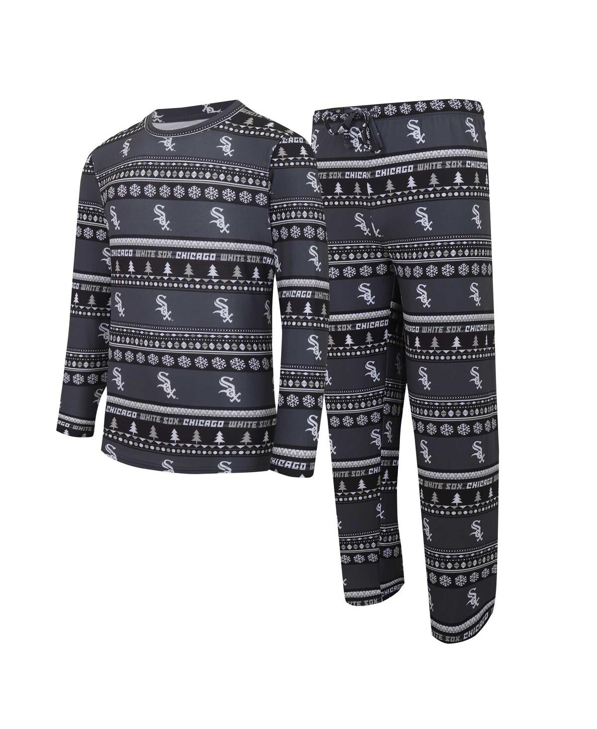 Shop Concepts Sport Men's  Black Chicago White Sox Knit Ugly Sweater Long Sleeve Top And Pants Set