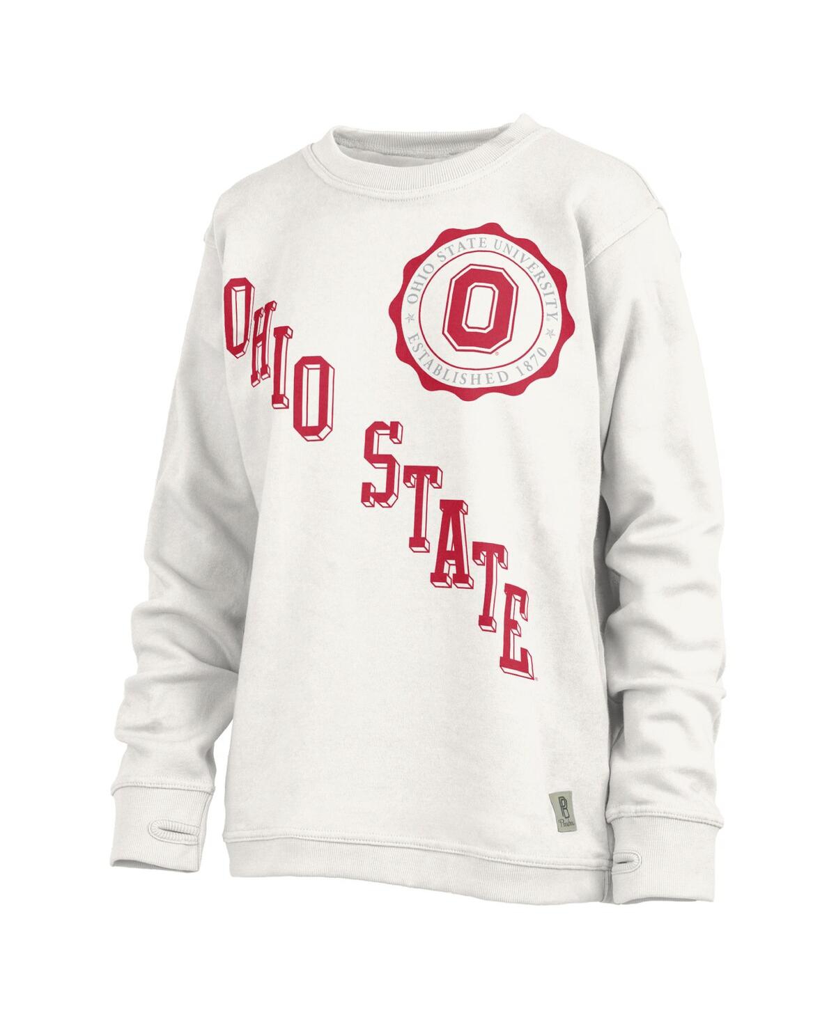 Shop Pressbox Women's  White Ohio State Buckeyes Shoreline Sundown Pullover Sweatshirt