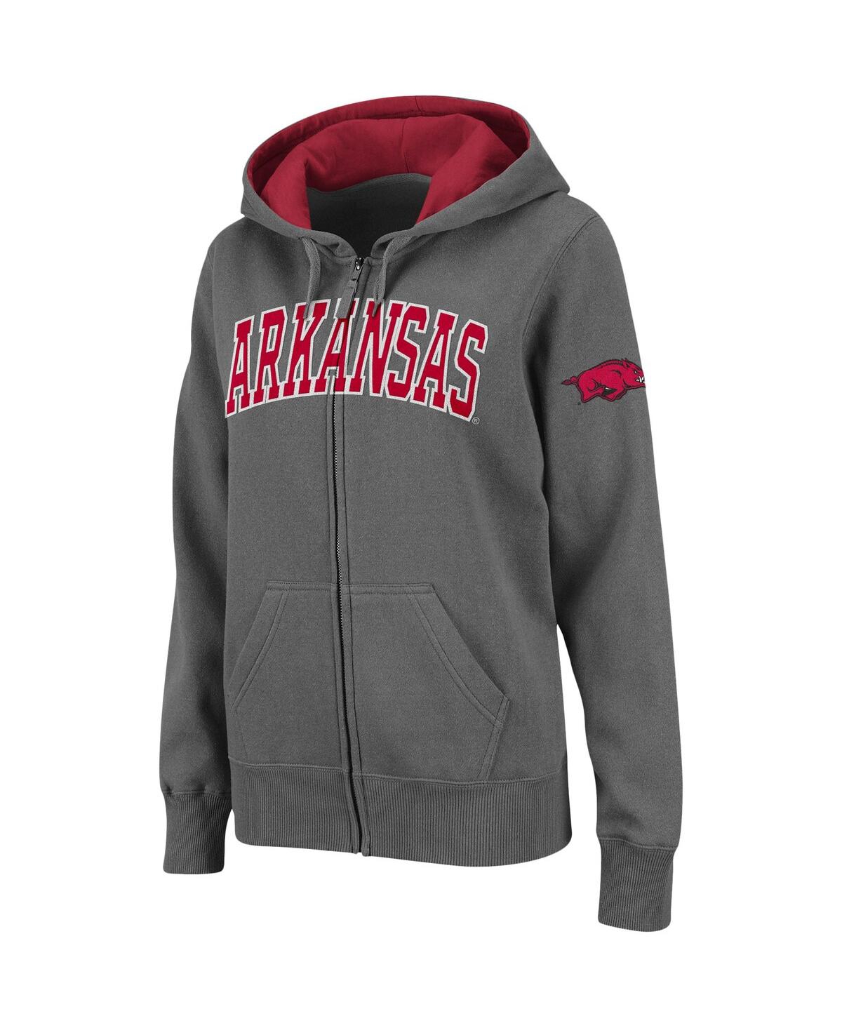 Shop Colosseum Women's  Charcoal Arkansas Razorbacks Arched Name Full-zip Hoodie