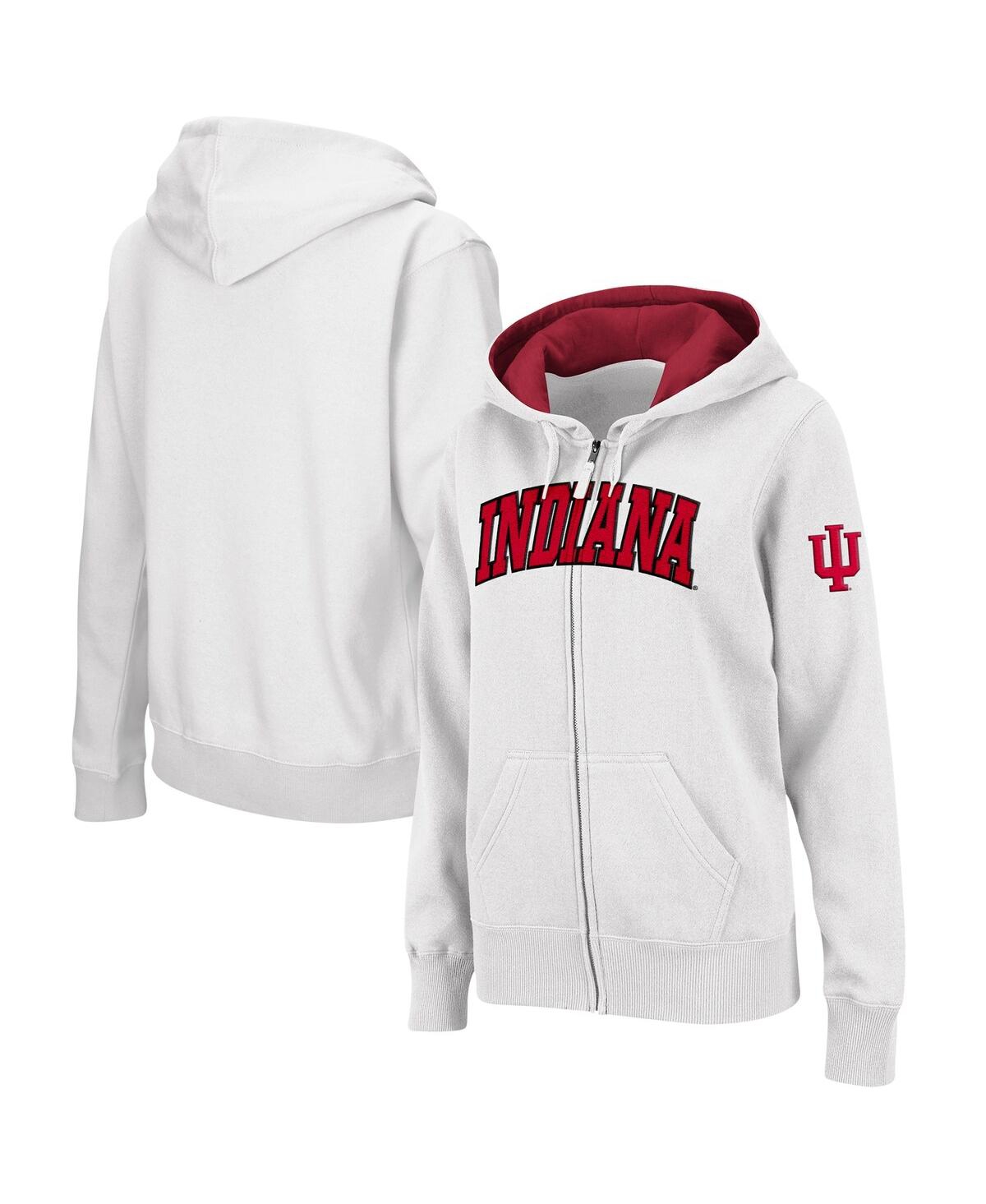 Shop Colosseum Women's  White Indiana Hoosiers Arched Name Full-zip Hoodie