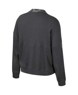 Women's Heather Charcoal Michigan State Spartans OHT Military-Inspired Appreciation Payback Henley Thermal Sweatshirt