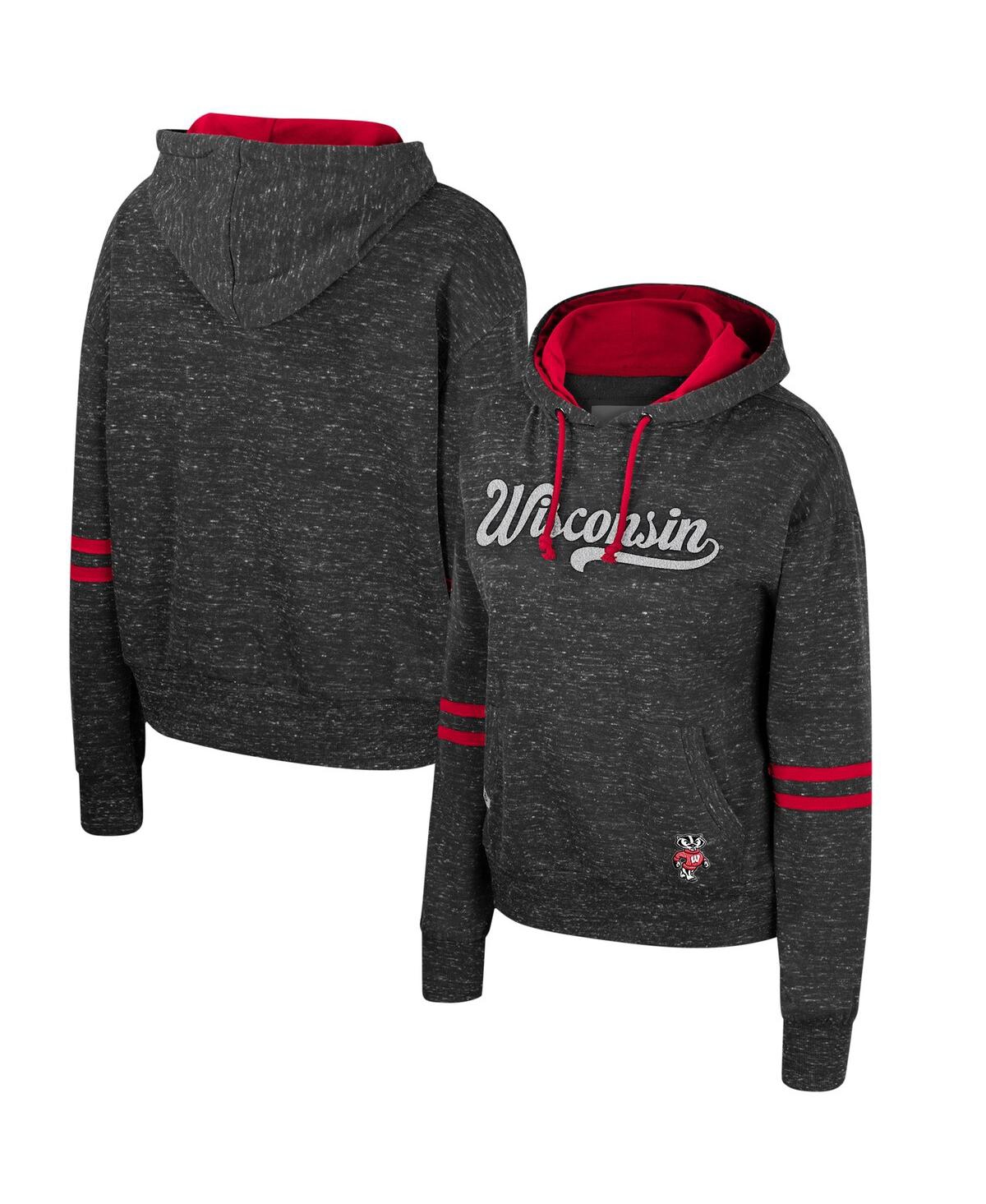 Colosseum Women's  Charcoal Wisconsin Badgers Catherine Speckle Pullover Hoodie