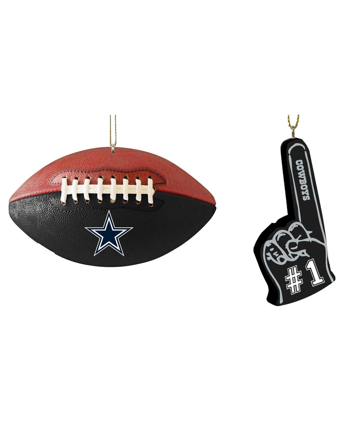 Memory Company The  Dallas Cowboys Football And Foam Finger Ornament Two-pack In Multi