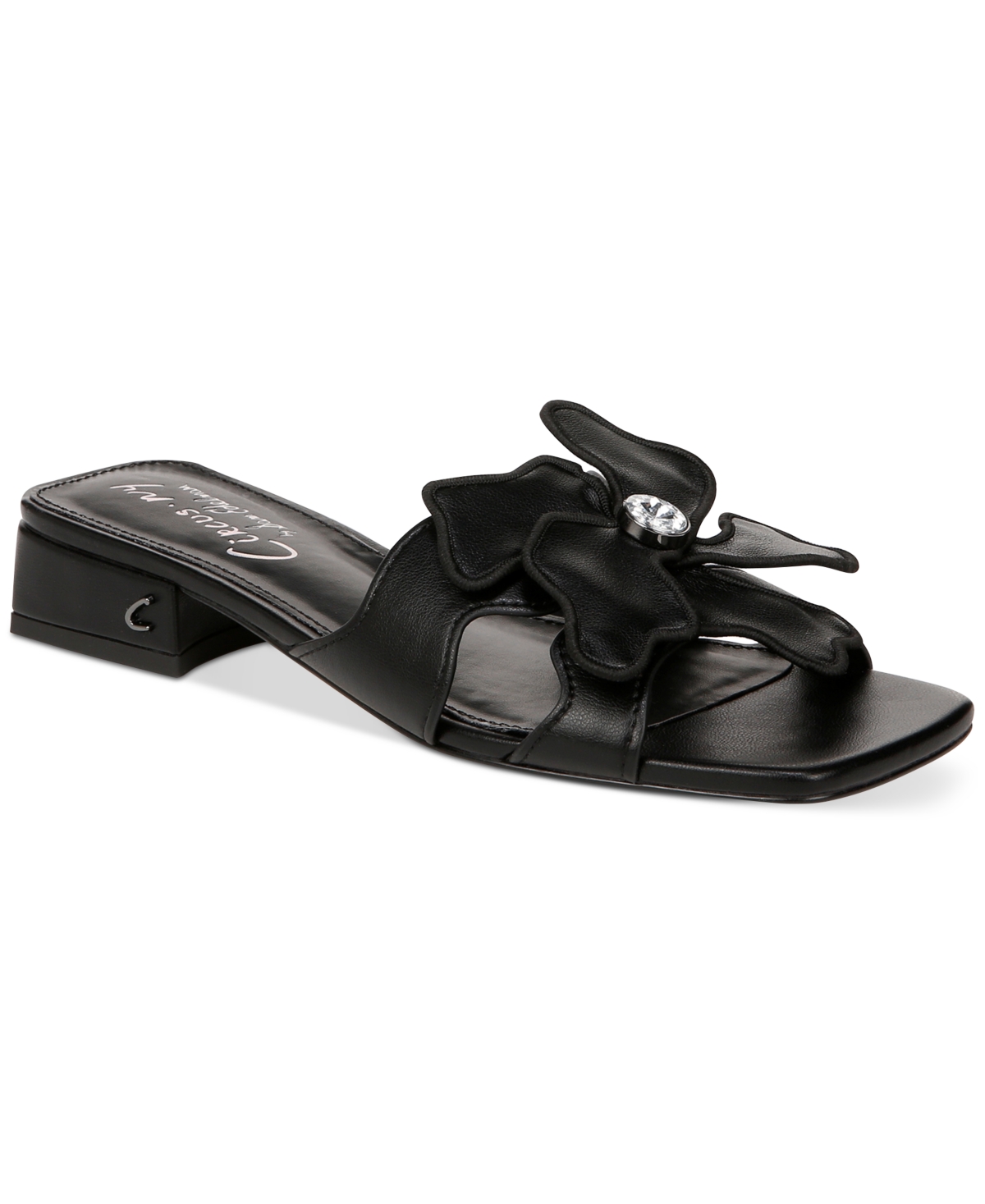 Women's Jolie Flower Block-Heel Slide Sandals - Black
