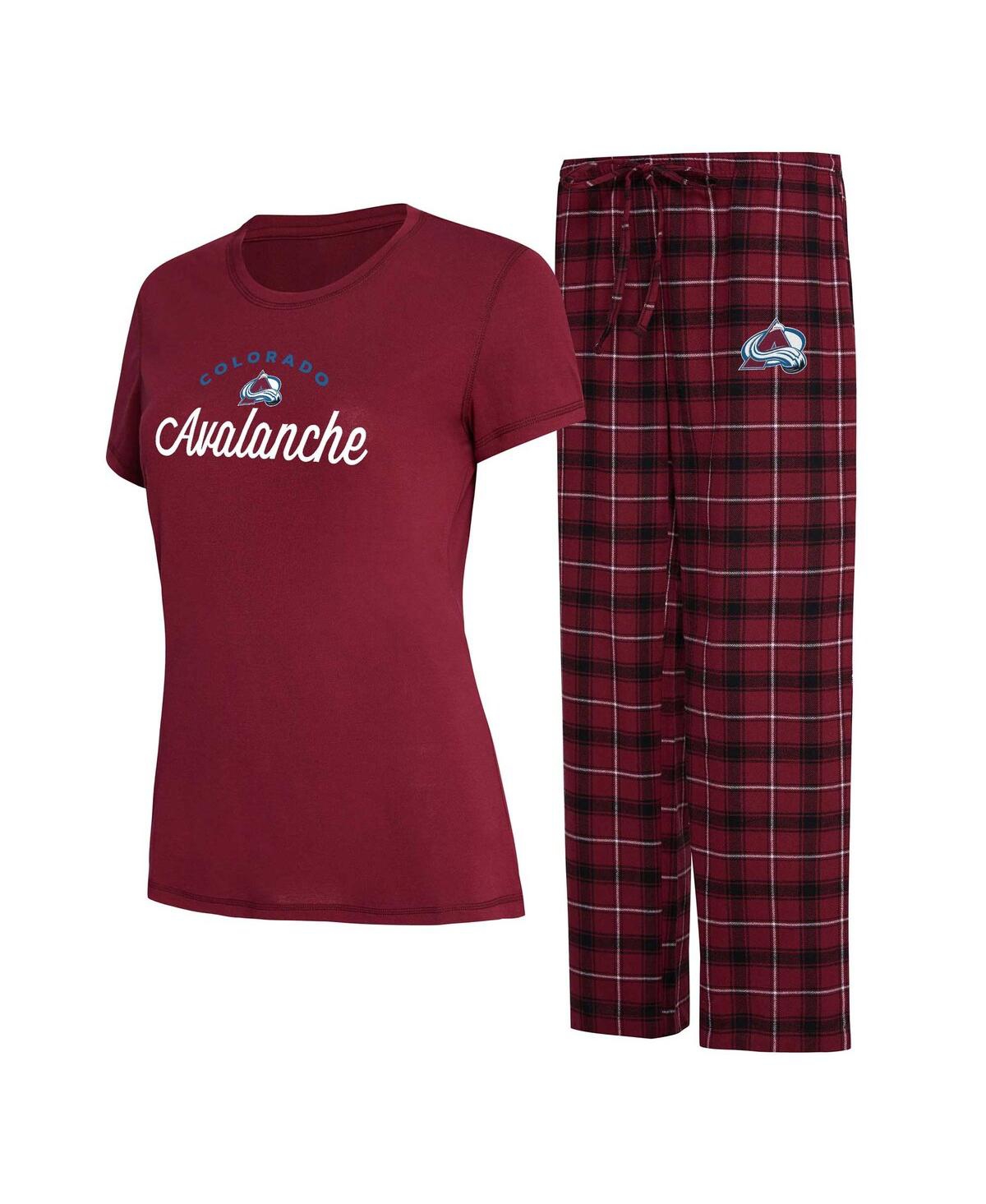 Shop Concepts Sport Women's  Burgundy, Black Colorado Avalanche Arctic T-shirt And Pajama Pants Sleep Set In Burgundy,black