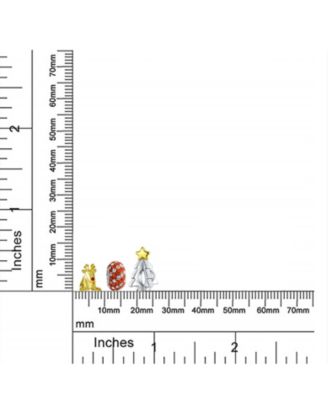 Christmas Charm Bead Tree Candy Cane Reindeer 14K Gold Plated Silver Bracelet