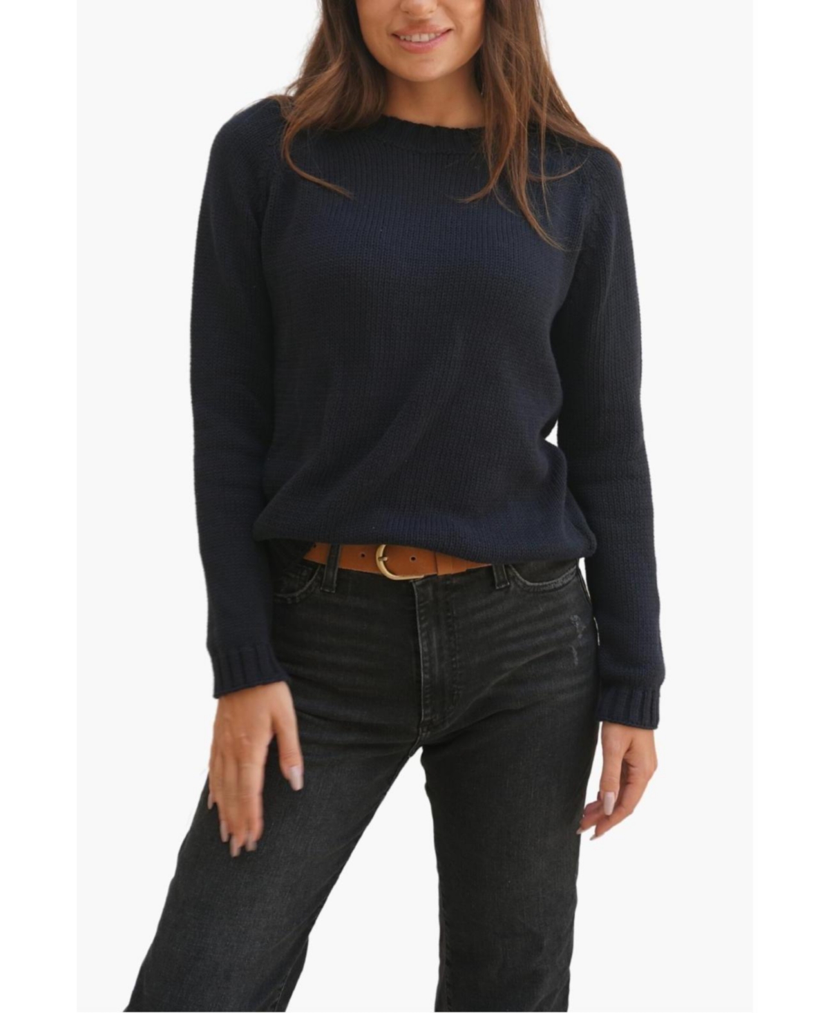 Women's Cotton Sloane Crewneck Pullover Sweater - Off white/ black stripe