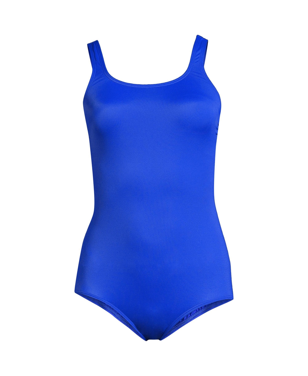 Women's Petite Scoop Neck Soft Cup Tugless Sporty One Piece Swimsuit - Electric blue