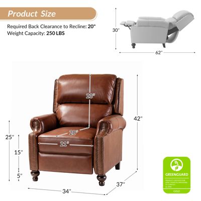 Franco Traditional Genuine Leather Manual Recliner