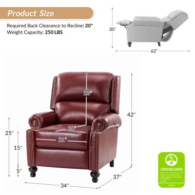 Franco Traditional Genuine Leather Manual Recliner