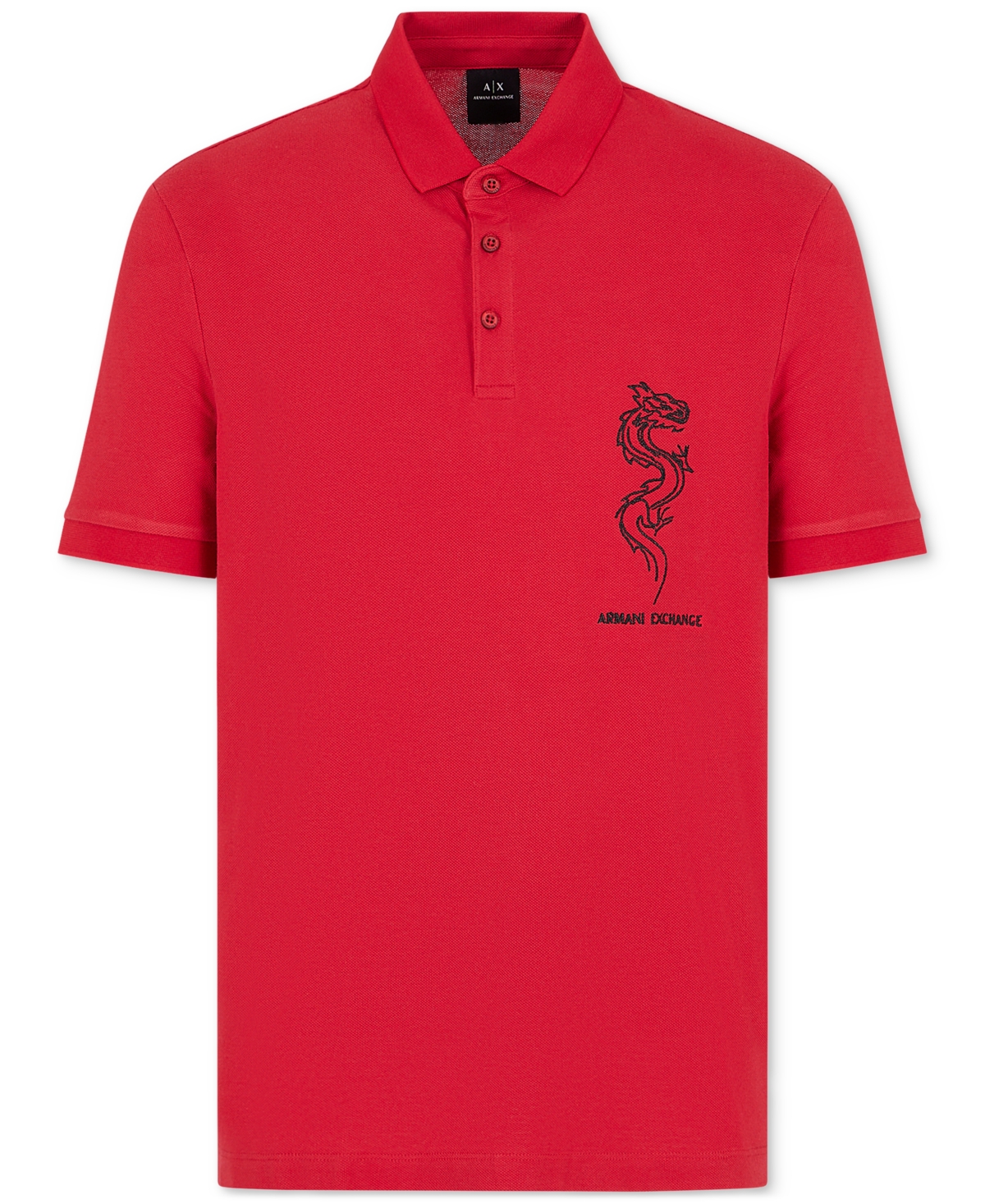 A|X Armani Exchange Men's Short Sleeve Embroidered Dragon Polo Shirt