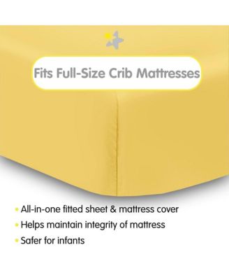 All-in-One Fitted Sheet & Waterproof Cover for 52" x 28" Crib Mattress (2-Pack)