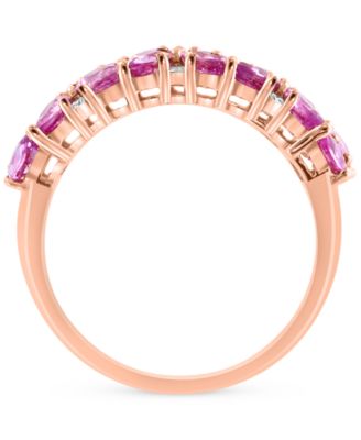 EFFY&reg; Pink Sapphire (2-1/4 ct. t.w.) & Diamond (1/8 ct. t.w.) Cluster Ring in 14k Rose Gold