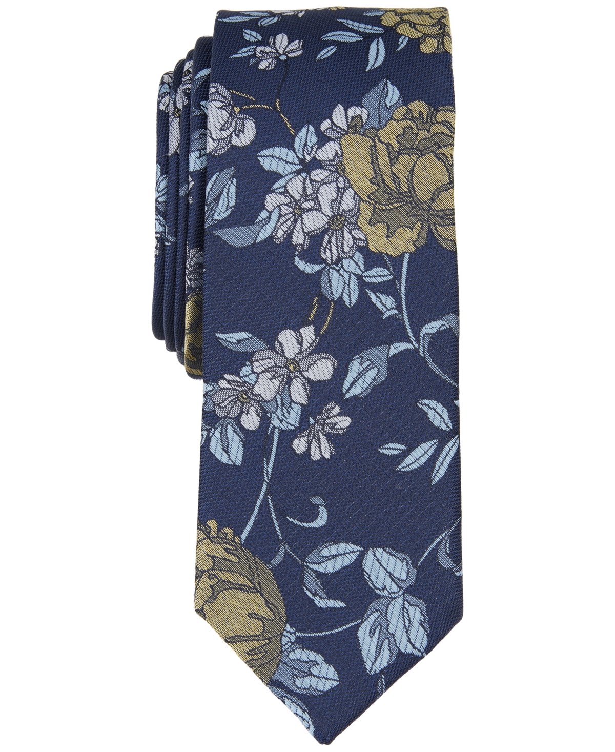 Shop Bar Iii Men's Kenton Skinny Floral Tie, Created For Macy's In Yellow