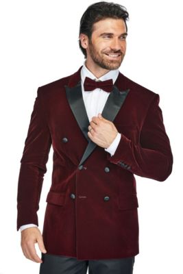 Men's 2-Piece Velvet Birdseye Lapel Double-Breasted Slim-Fit Tuxedo