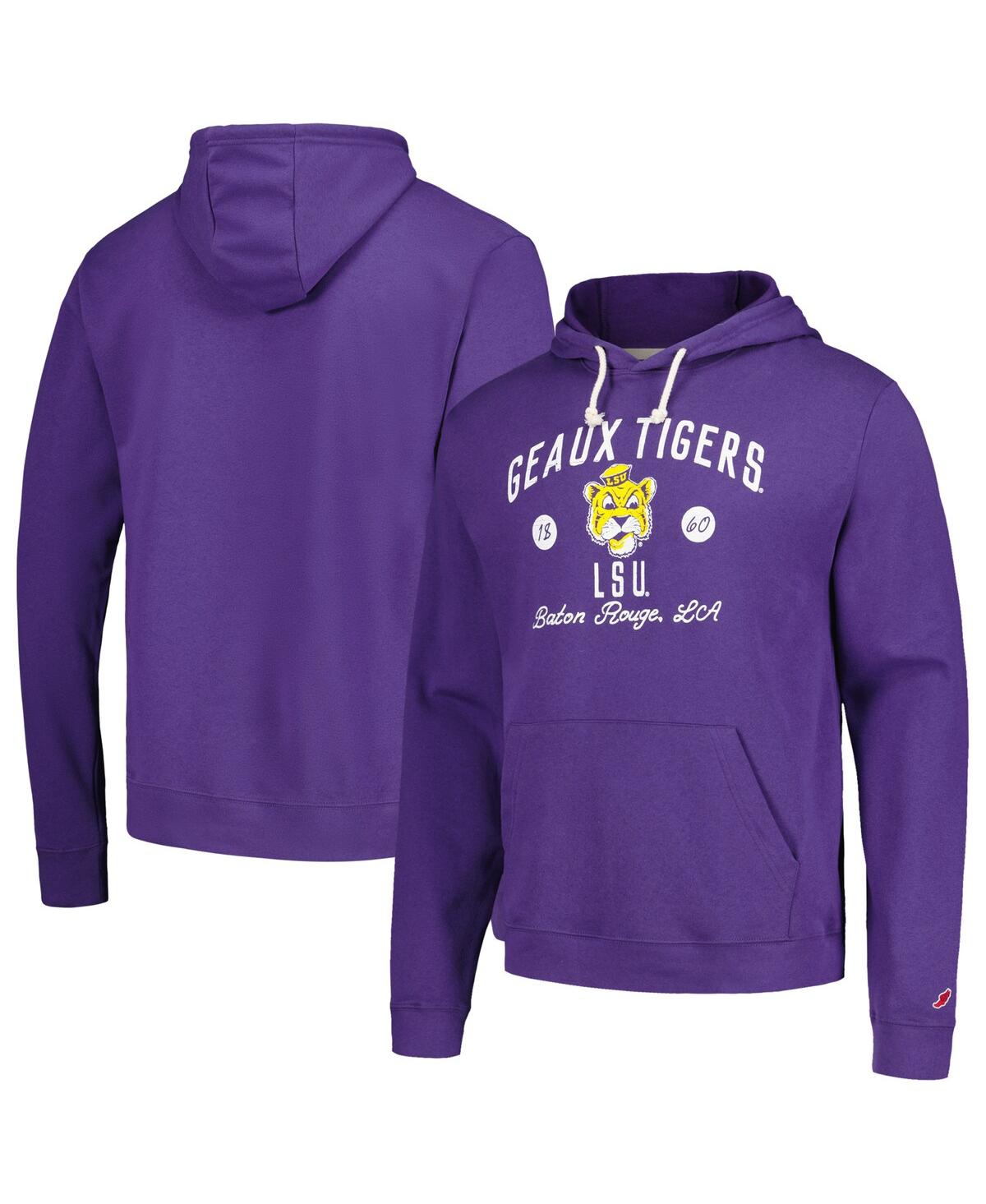 Shop League Collegiate Wear Men's  Purple Distressed Lsu Tigers Bendy Arch Essential Pullover Hoodie