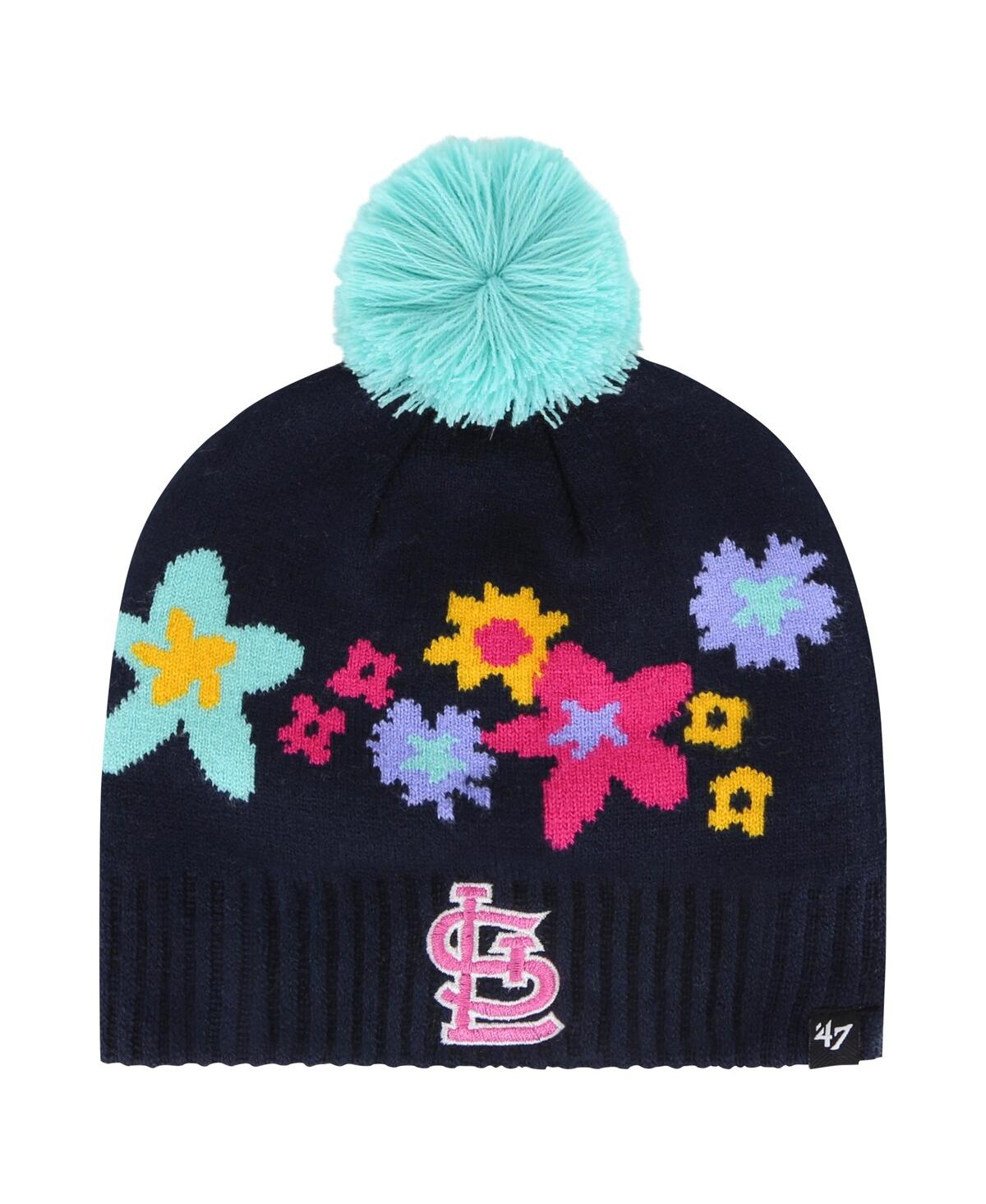 47 Brand Kids' Girls Youth ' Navy St. Louis Cardinals Buttercup Knit Beanie With Pom