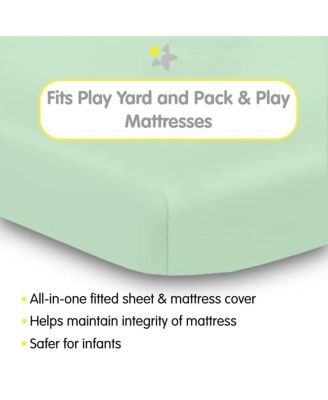 All-in-One Fitted Sheet & Waterproof Cover for 39" x 27" Play Yard Mattress (2-Pack)