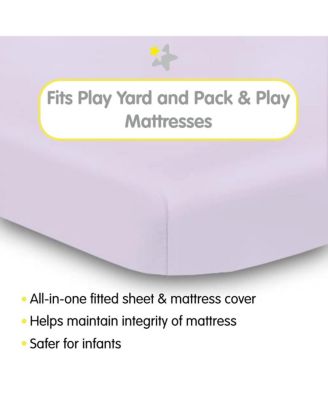 All-in-One Fitted Sheet & Waterproof Cover for 39" x 27" Play Yard Mattress (2-Pack)