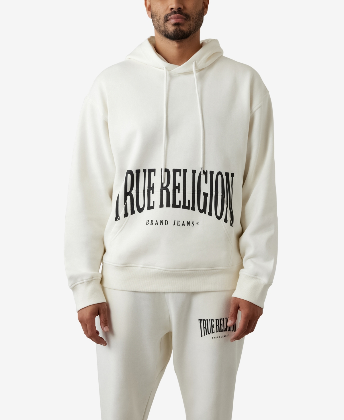 True Religion Arch Relaxed-fit Cotton-blend Hoody In Winter White