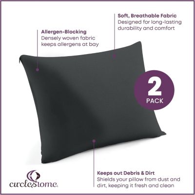 100% Cotton King Size Pillow Protector with Zipper  - (2 Pack)