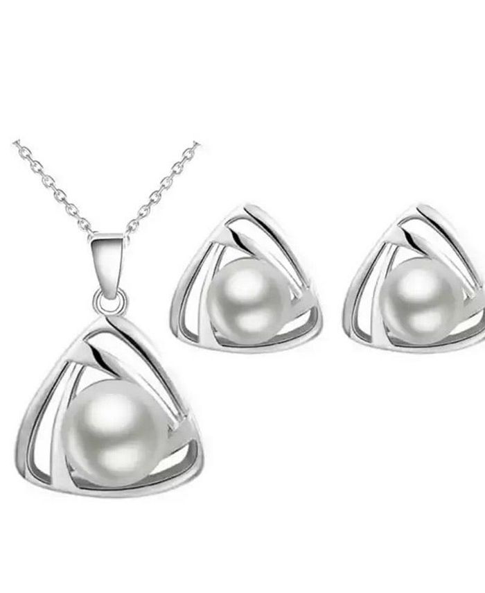 Hollywood Sensation Pearl Love Knot Necklace and Earring Set for Women